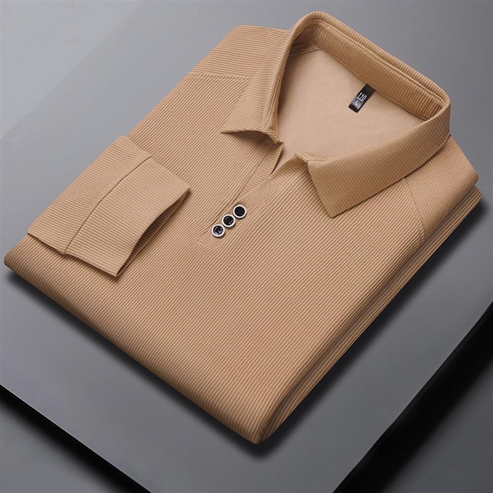 Ribbed Knit Polo Shirt with Button Detail