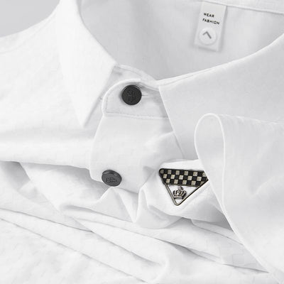 Elegant Check-Pattern T-Shirt with Badge Detail