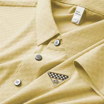 Elegant Check-Pattern T-Shirt with Badge Detail