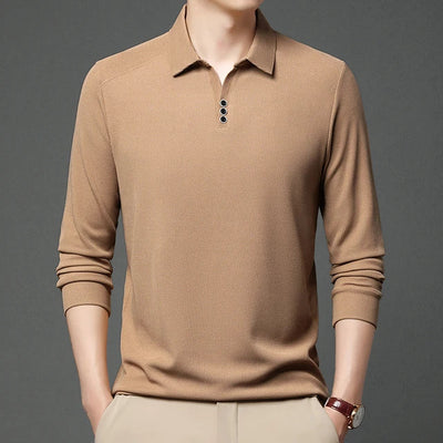Ribbed Knit Polo Shirt with Button Detail
