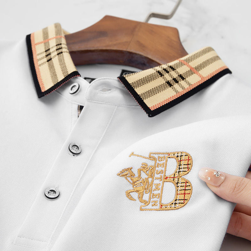Premium Cotton Polo with Iconic Plaid Collar