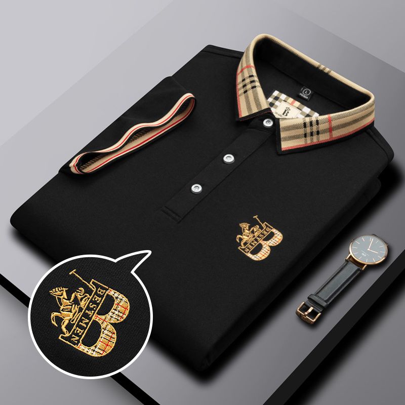 Premium Cotton Polo with Iconic Plaid Collar