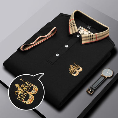 Premium Cotton Polo with Iconic Plaid Collar