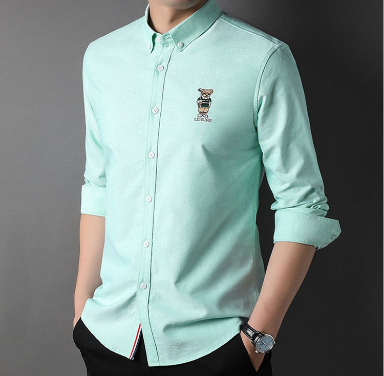 Embroidered Golf Bear Motif Cotton Polo Shirt
