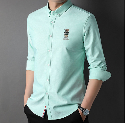 Embroidered Golf Bear Motif Cotton Polo Shirt