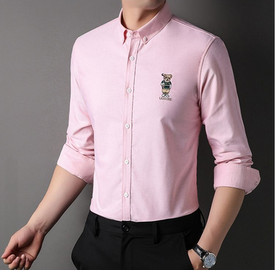 Embroidered Golf Bear Motif Cotton Polo Shirt