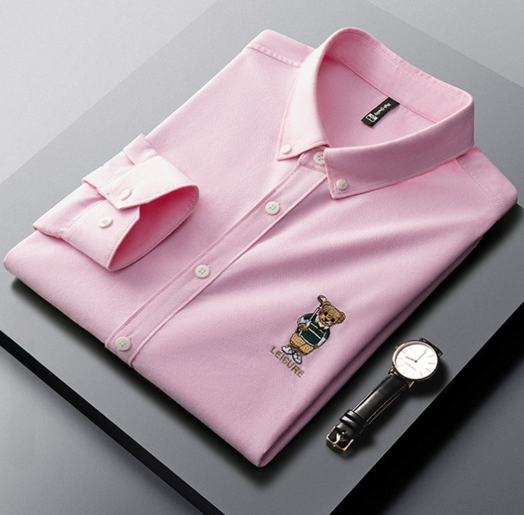 Embroidered Golf Bear Motif Cotton Polo Shirt