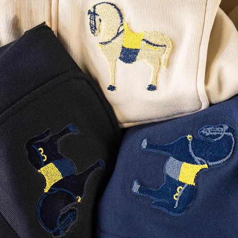 Horse Motif Edition Classic Embroidered Joggers