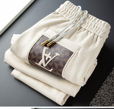Luxury Joggers with Designer-Inspired Monogram Patch