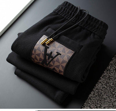 Luxury Joggers with Designer-Inspired Monogram Patch