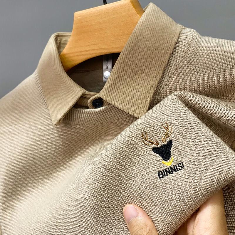 Antler Emblem Textured Polo Knit