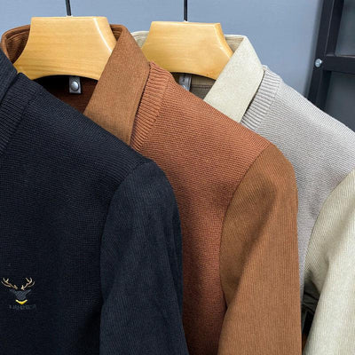 Antler Emblem Textured Polo Knit