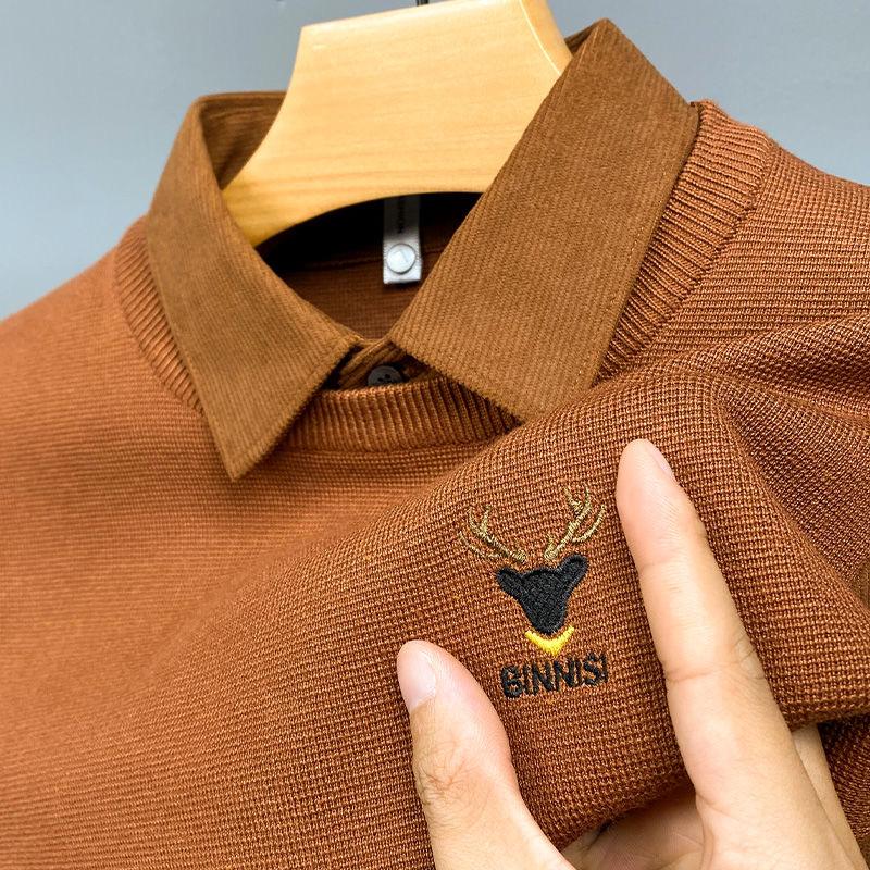 Antler Emblem Textured Polo Knit