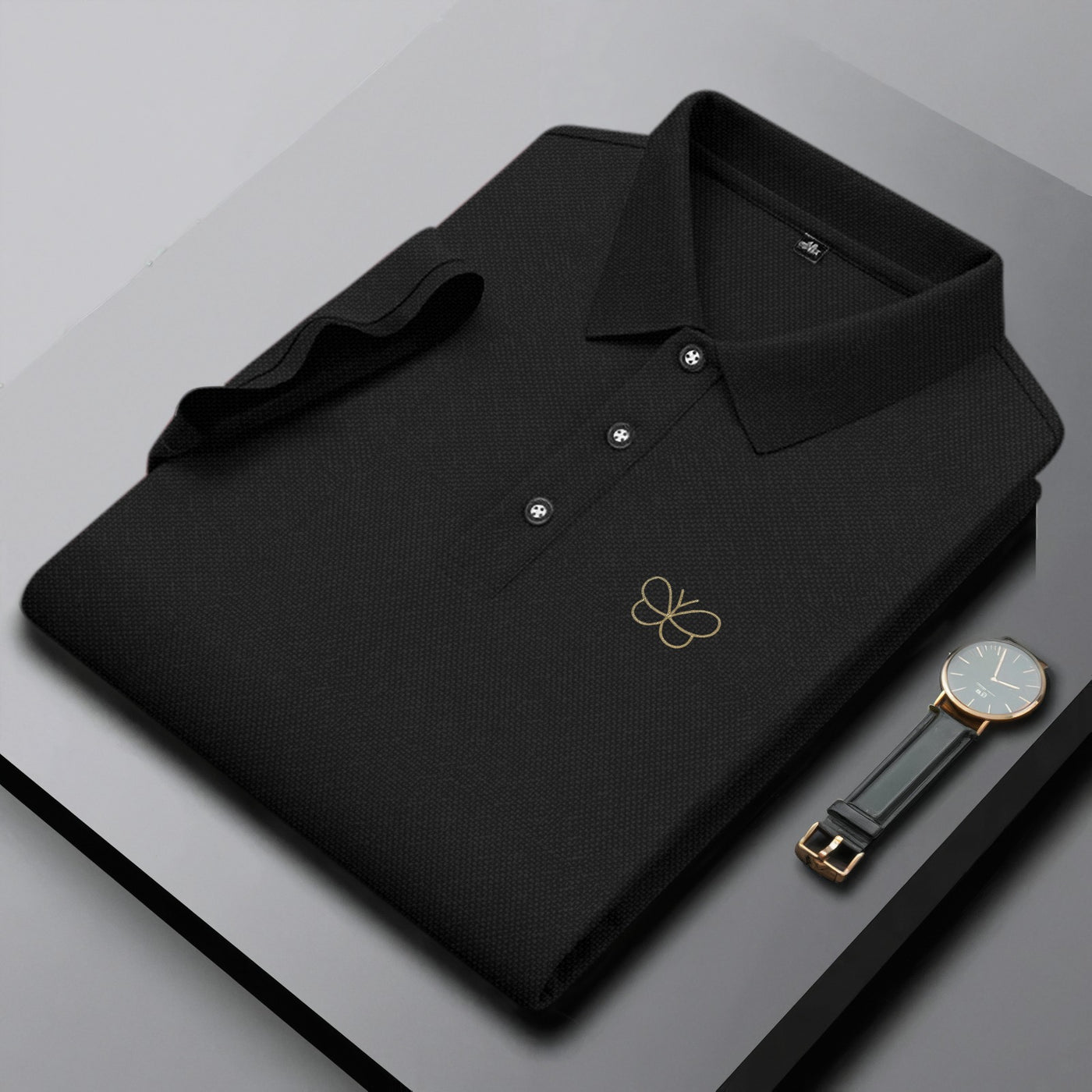 Men's Premium Polo T-Shirt with Embroidered Butterfly Logo