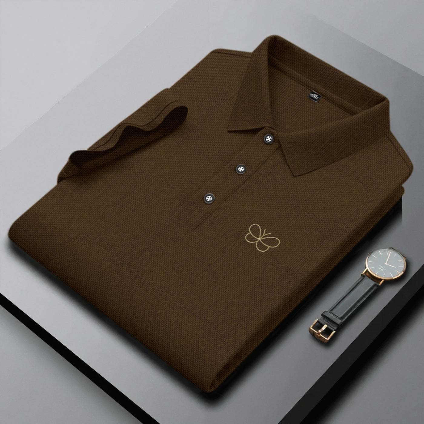 Men's Premium Polo T-Shirt with Embroidered Butterfly Logo