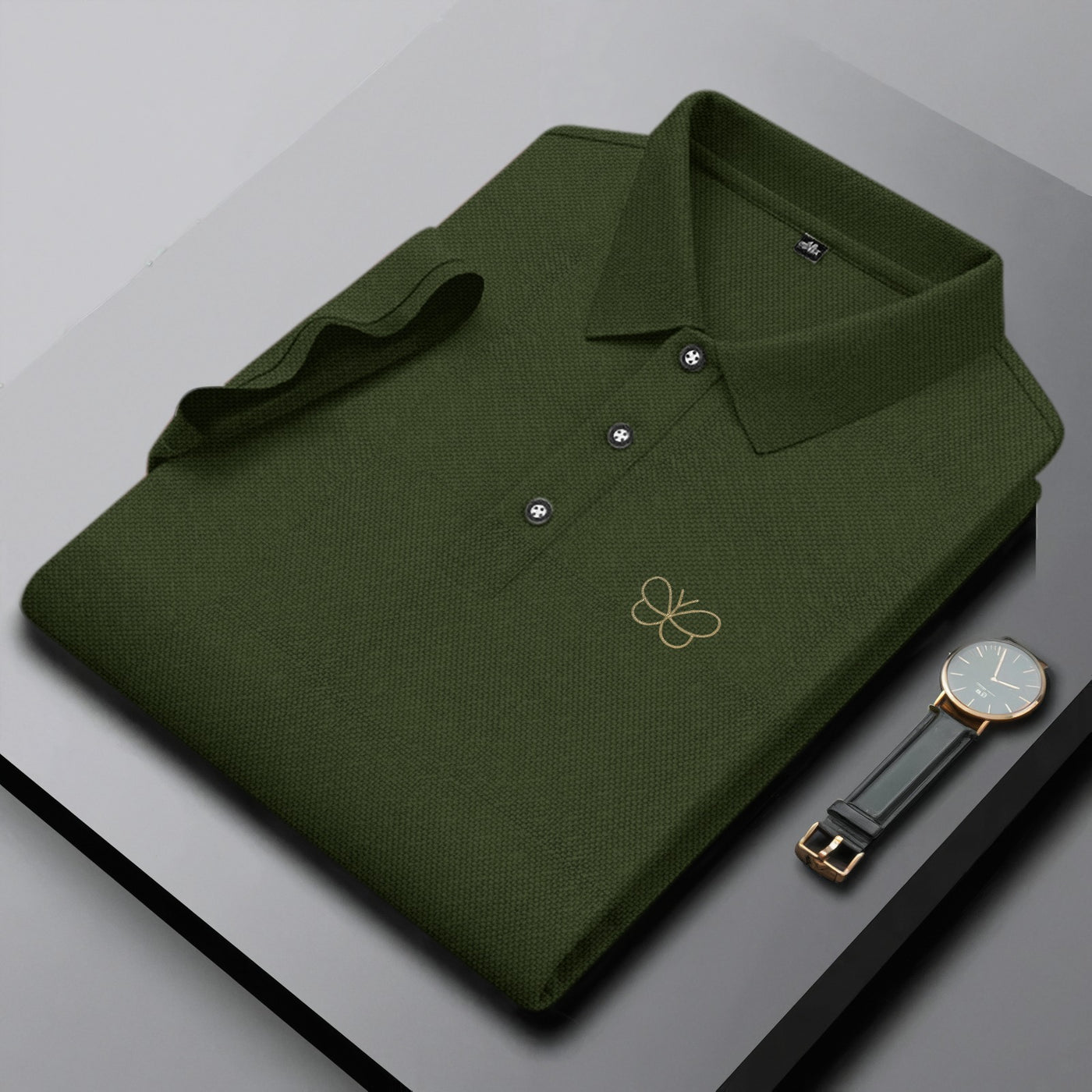 Men's Premium Polo T-Shirt with Embroidered Butterfly Logo