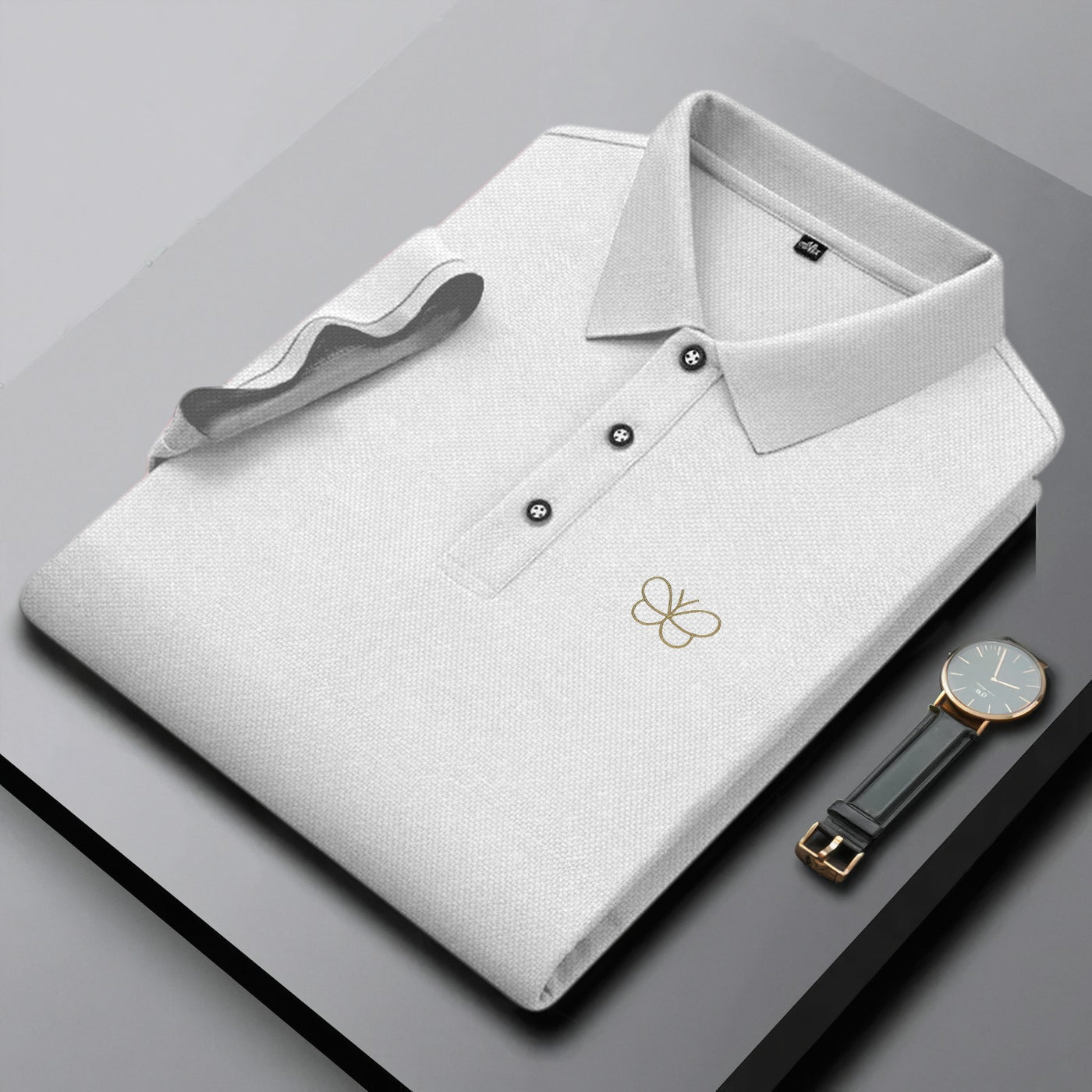 Men's Premium Polo T-Shirt with Embroidered Butterfly Logo