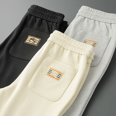 Premium Casual Fit Textured Joggers with Patch Pocket Detail