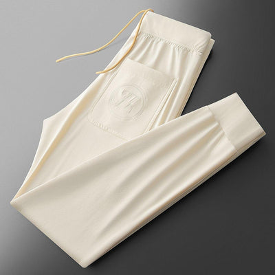 Luxe Joggers with Monochrome Embossed Logo Patch