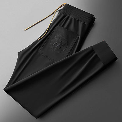 Luxe Joggers with Monochrome Embossed Logo Patch