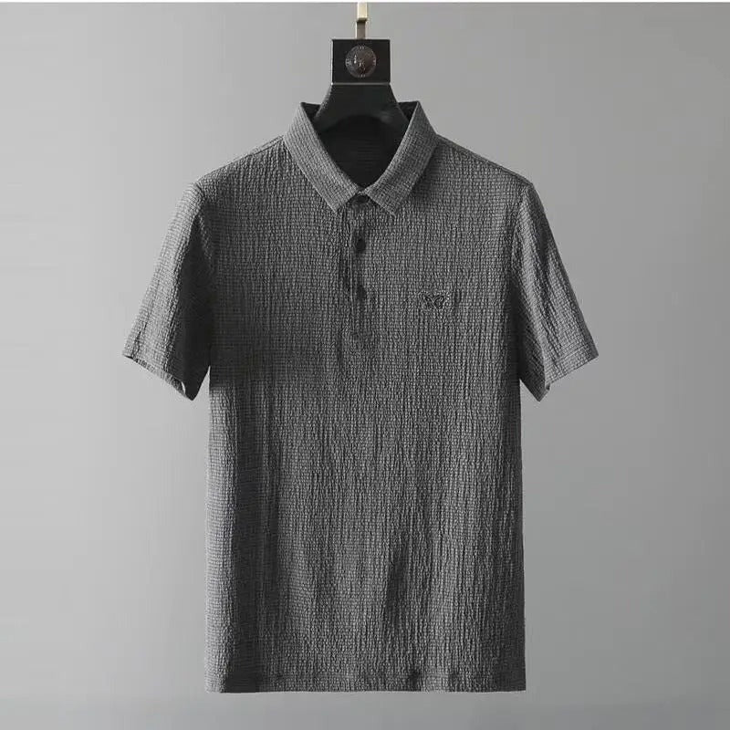 Men’s Stylish Wrinkle-Pattern Polo T-Shirt