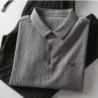 Men’s Stylish Wrinkle-Pattern Polo T-Shirt