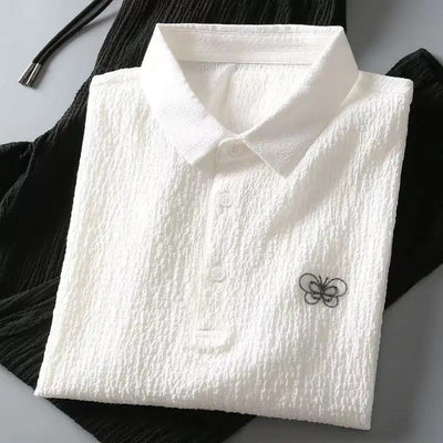 Men’s Stylish Wrinkle-Pattern Polo T-Shirt