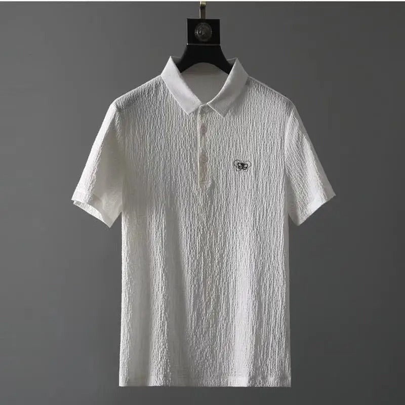 Men’s Stylish Wrinkle-Pattern Polo T-Shirt