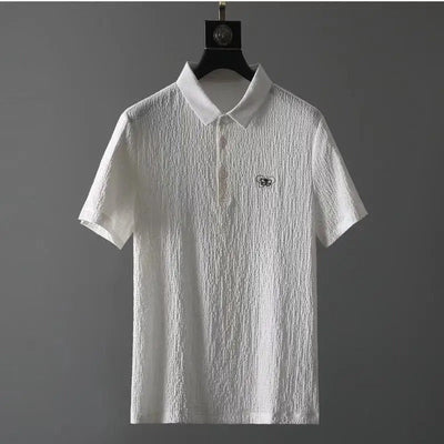Men’s Stylish Wrinkle-Pattern Polo T-Shirt