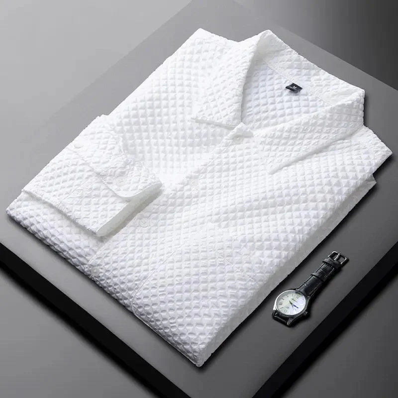 Premium Diamond-Pattern Shirt – Classic & Contemporary Blend